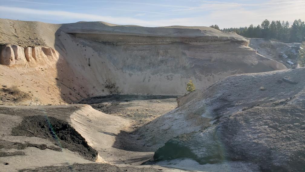 A ravine cut into pumice and ash layers