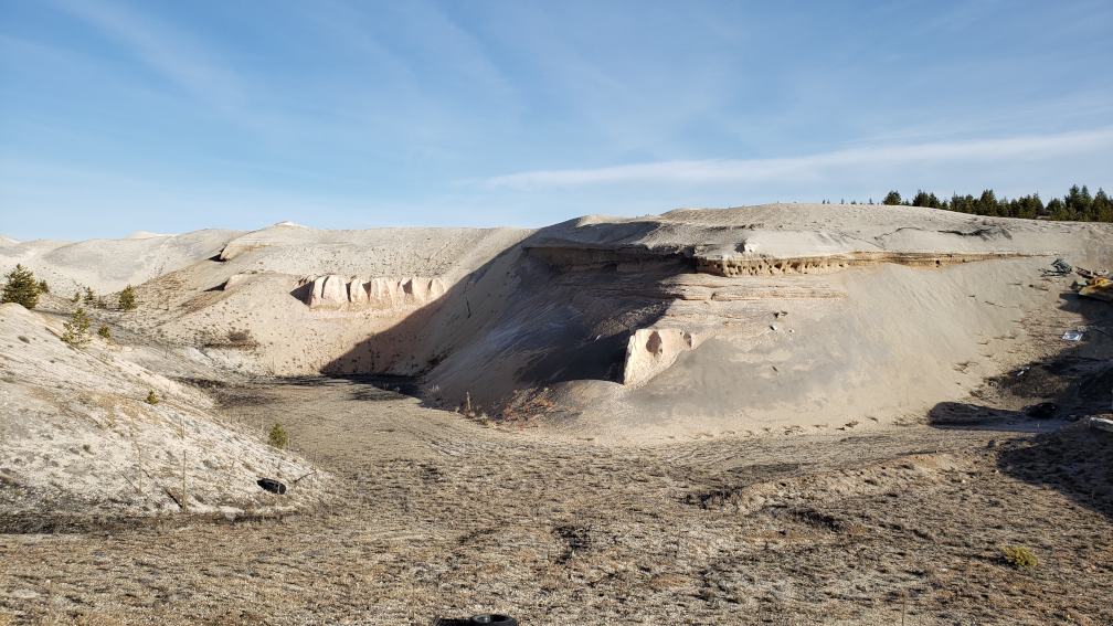 A ravine cut into pumice and ash layers